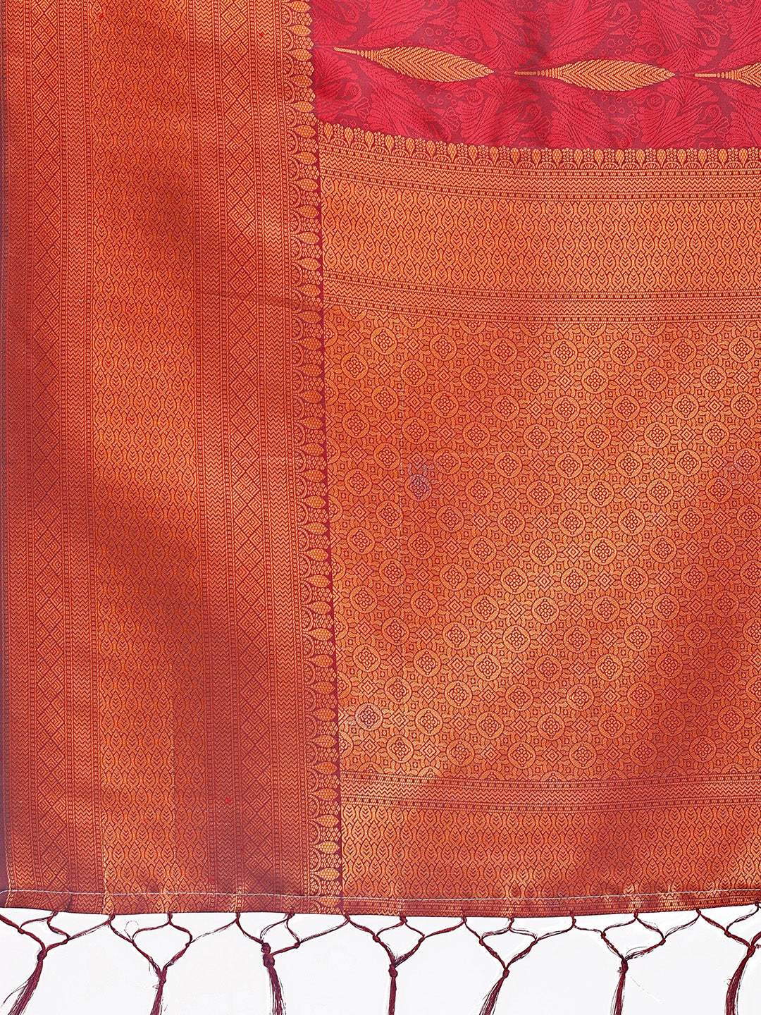 Maroon Banarasi silk Saree With Blouse Piece