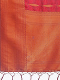 Maroon Banarasi silk Saree With Blouse Piece