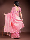 Pink Linen Cotton Saree With Blouse Piece