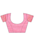 Pink Linen Cotton Saree With Blouse Piece