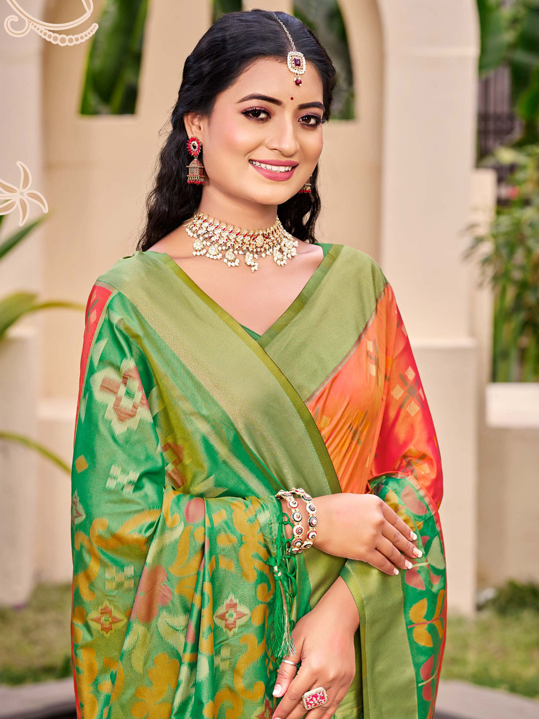 Orange POORVIKA SILK VOL 2 Pochampalli Silk Saree with Blouse Piece
