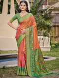 Orange POORVIKA SILK VOL 2 Pochampalli Silk Saree with Blouse Piece