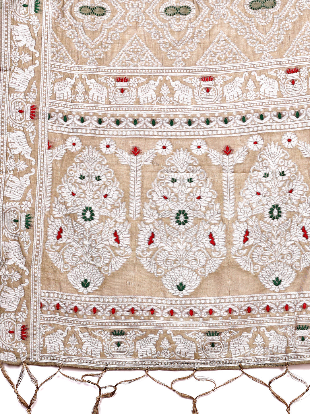 Brown Linen Cotton Saree With Blouse Piece
