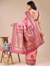 Light Pink & Magenta Banarasi Silk Saree With Blouse Piece