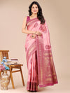 Light Pink & Magenta Banarasi Silk Saree With Blouse Piece