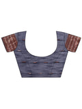 Navy Blue Linen Cotton Saree With Blouse Piece