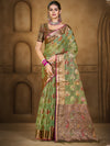 Green Organza Saree With Blouse Piece