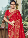 Red Silk Saree With Blouse Piece