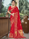 Red Silk Saree With Blouse Piece