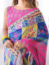 Multicolor Printed Chiffon Saree With Blouse Piece