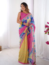 Multicolor Printed Chiffon Saree With Blouse Piece