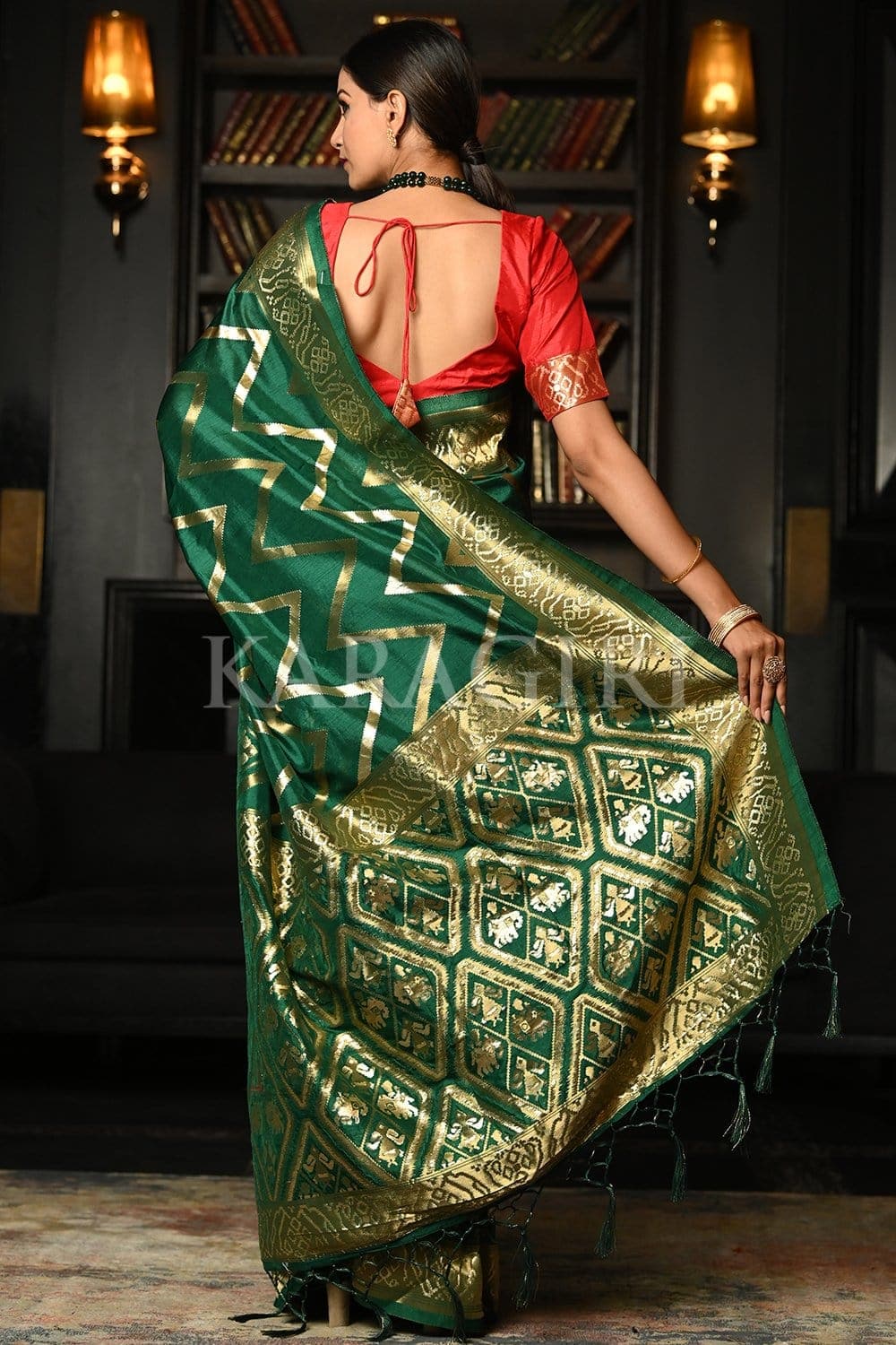 Deep Green Kanjivaram Saree