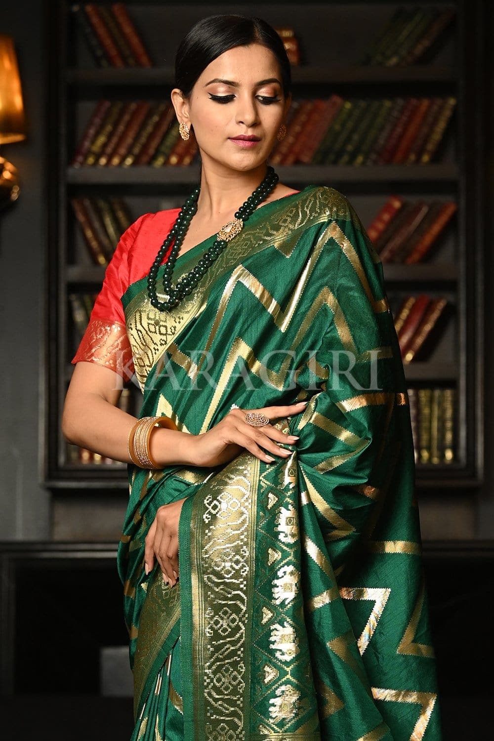 Deep Green Kanjivaram Saree