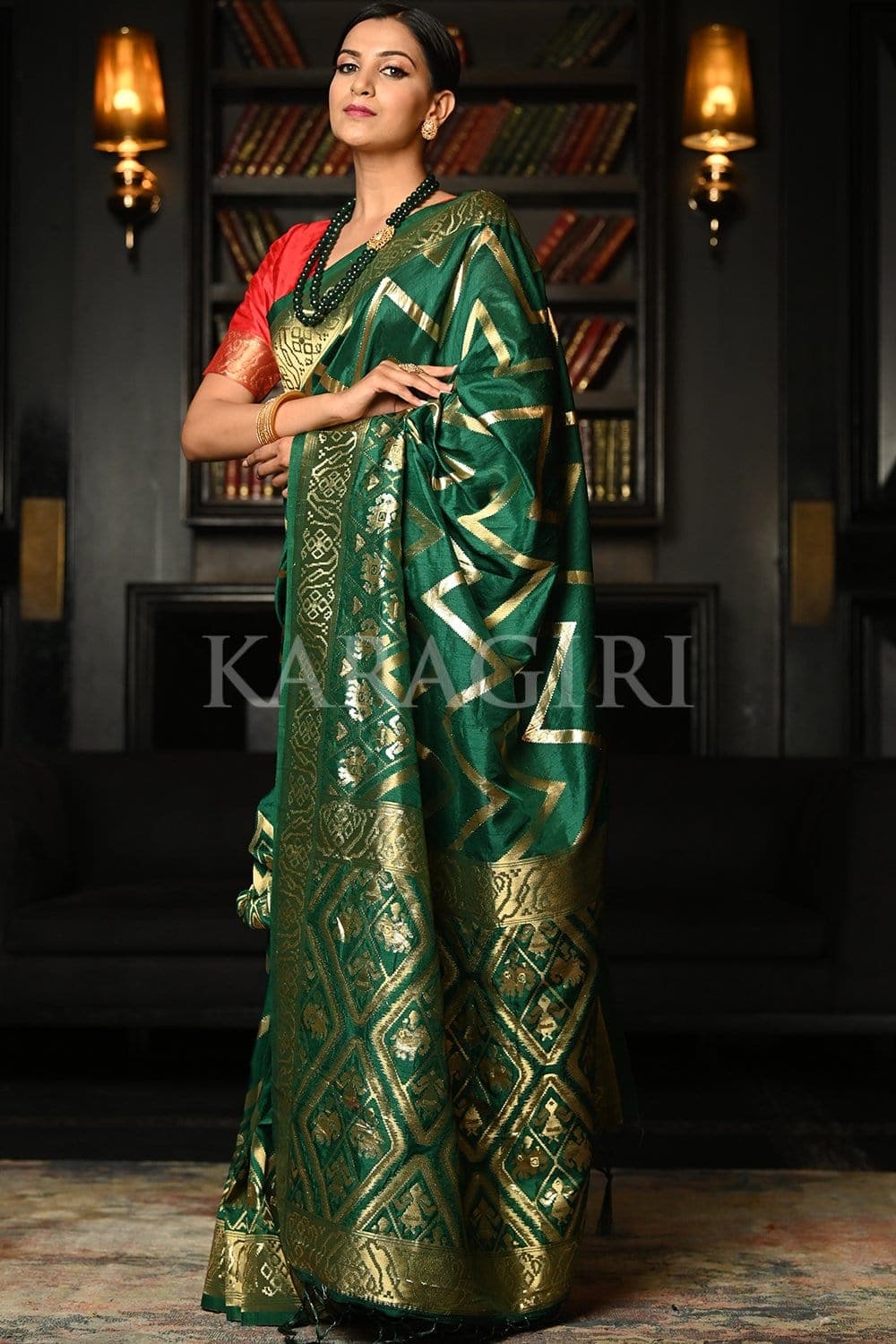 Deep Green Kanjivaram Saree