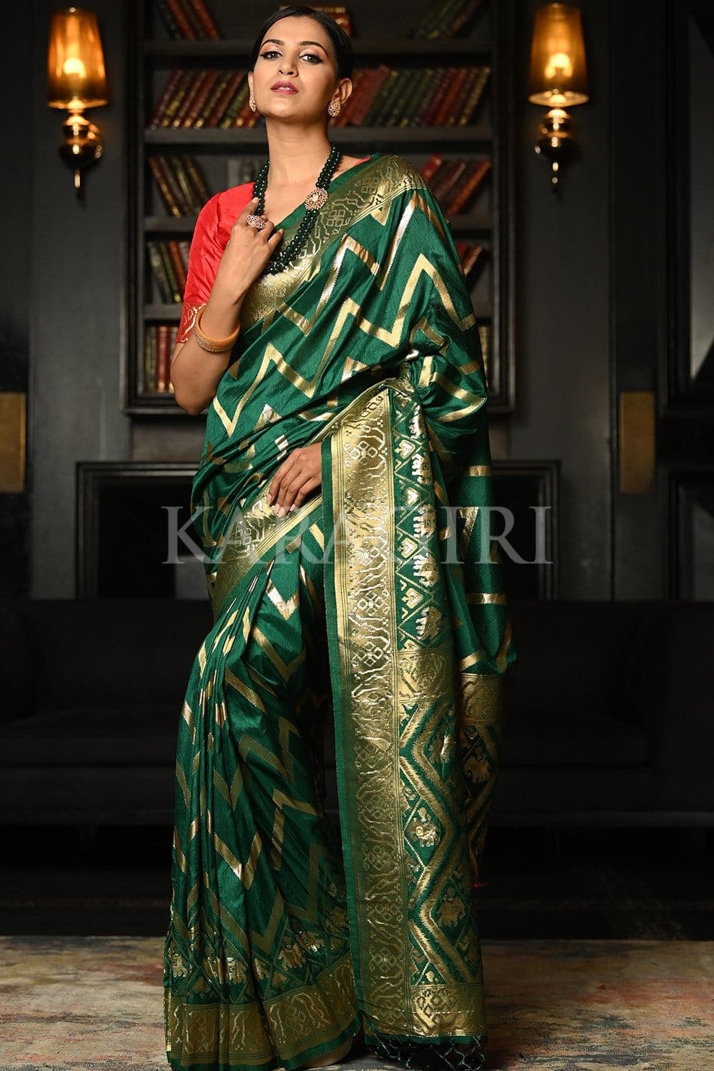 Deep Green Kanjivaram Saree