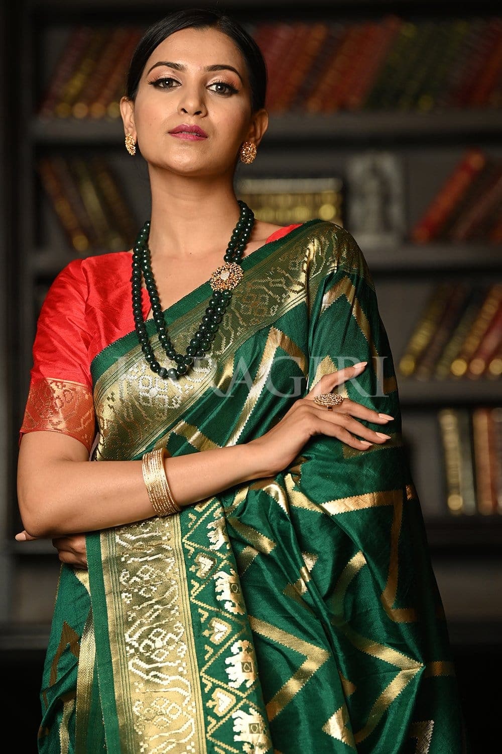 Deep Green Kanjivaram Saree