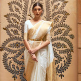 Pearl White Banarasi Saree