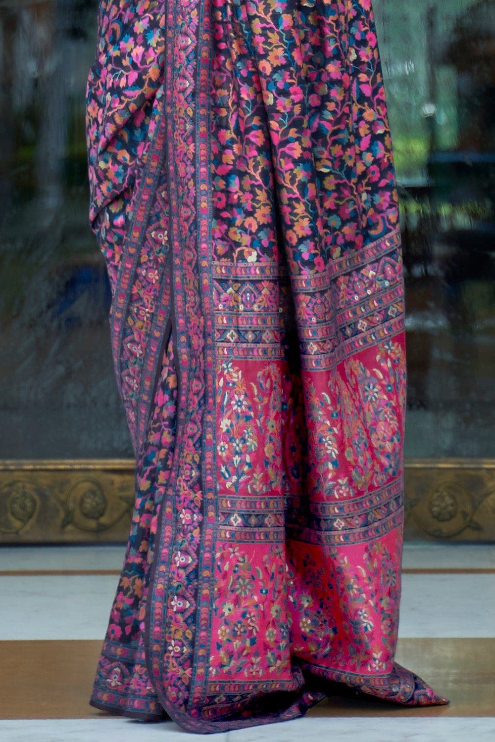 Pashmina Saree Indigo Blue Pashmina Saree saree online