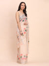 Peach COTTON CRUSH Linen Cotton Saree with Blouse Piece