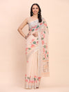 Peach COTTON CRUSH Linen Cotton Saree with Blouse Piece