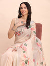 Peach COTTON CRUSH Linen Cotton Saree with Blouse Piece