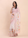 Light Pink COTTON CRUSH Linen Cotton Saree with Blouse Piece