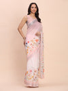Light Pink COTTON CRUSH Linen Cotton Saree with Blouse Piece
