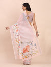 Light Pink COTTON CRUSH Linen Cotton Saree with Blouse Piece