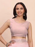 Light Pink COTTON CRUSH Linen Cotton Saree with Blouse Piece