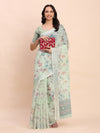 Light Green COTTON CRUSH Linen Cotton Saree with Blouse Piece