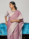 Purple Linen Saree With Blouse Piece