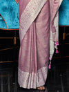 Purple Linen Saree With Blouse Piece