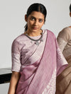 Purple Linen Saree With Blouse Piece