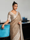 Beige Linen Saree With Blouse Piece