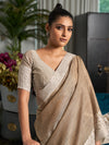Beige Linen Saree With Blouse Piece