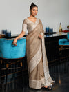 Beige Linen Saree With Blouse Piece