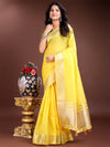 Yellow Cotton Saree With Blouse Piece
