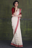 Beautiful rice white handwoven pure kosa silk saree