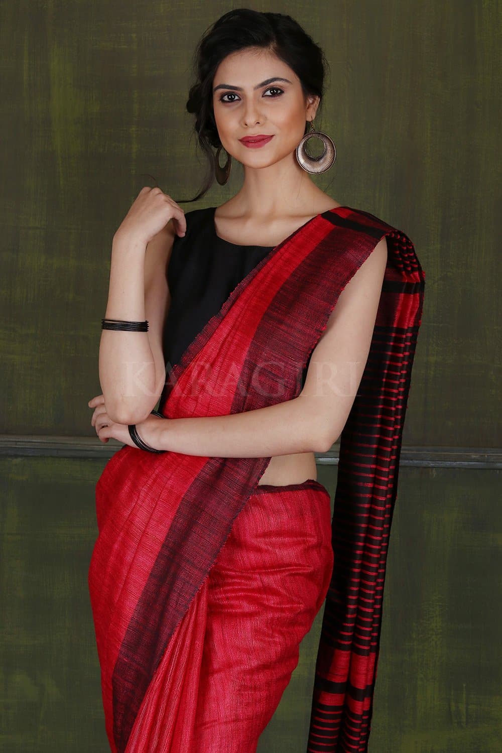 Cream & Red Pure Kosa Silk Saree | Silk sarees, Silk, Pure products