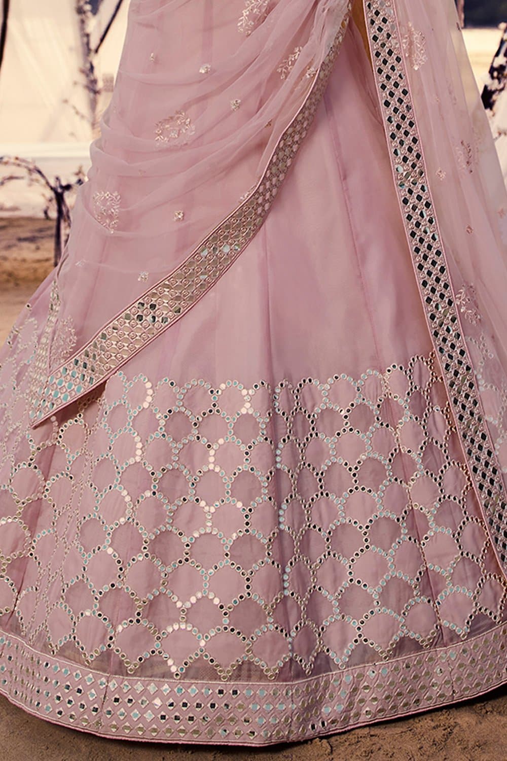 bush pink designer lehenga