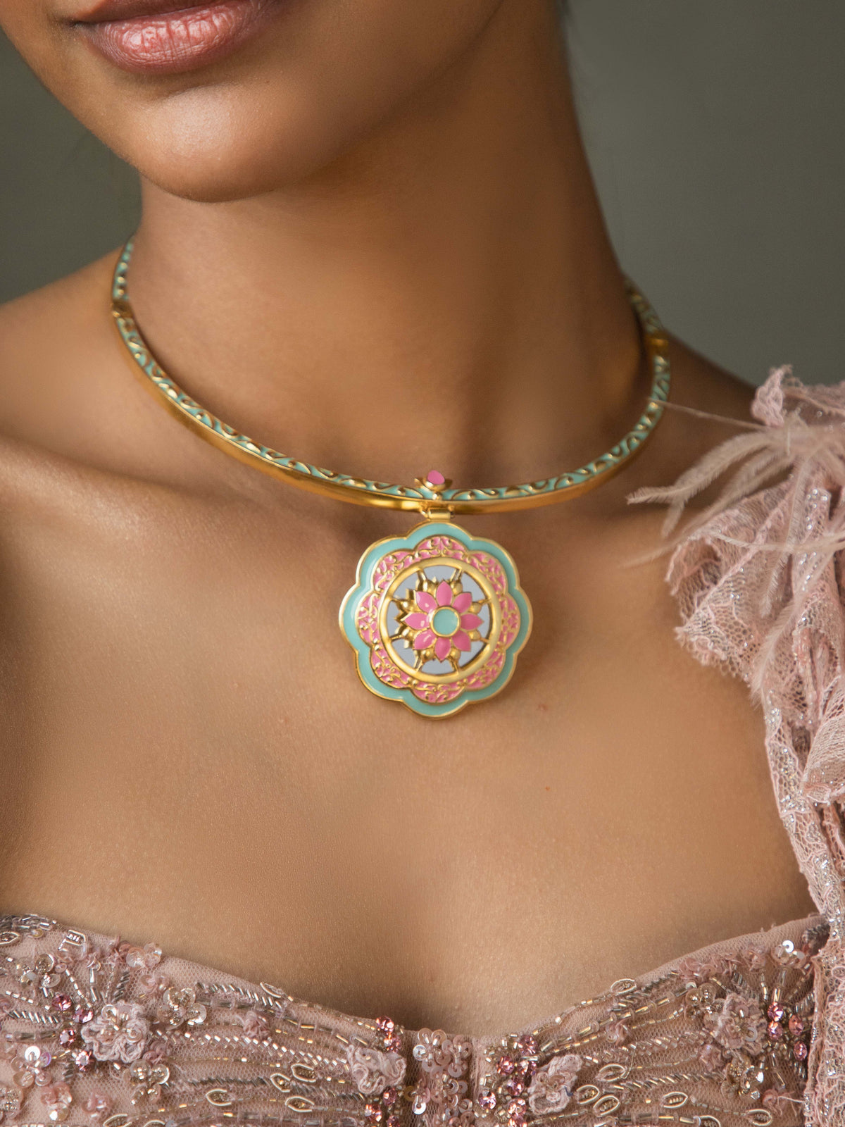 Genda Phool Necklace in Gold Plated Brass