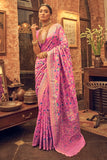 pink kalamkari saree