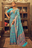 blue kalamkari saree