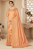 peach kanjivaram saree