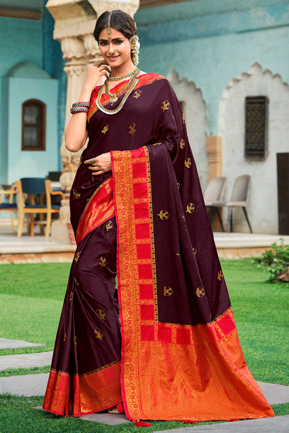 purple kanjivaram saree