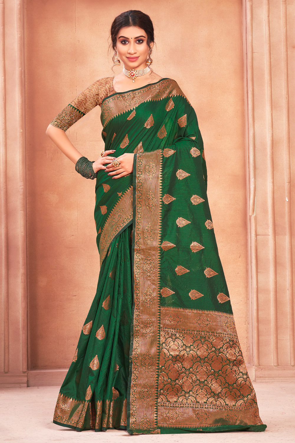 Buy sadika women's solid plain fashion bottle green embroidery lace work  silk blend saree Online at Best Prices in India - JioMart.