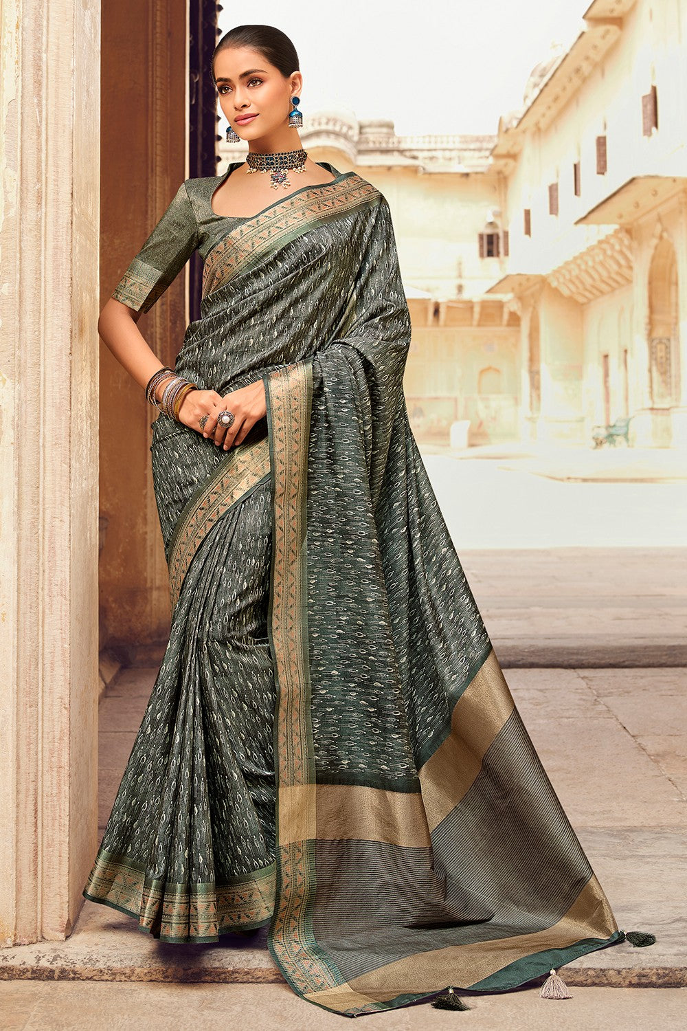 Buy flora fashion Self Design Assam Silk Chiffon Grey Sarees Online @ Best  Price In India | Flipkart.com