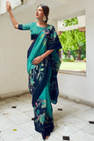 Turquoise Blue Digital Print Saree