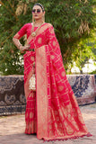 Strawberry Pink Banarasi Silk Saree