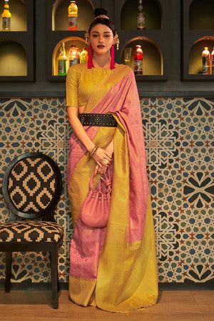 Kanjivaram Silk Saree Peach Woven Design Handloom Saree With Blouse Piece,  Beautiful Weaving Silk Exclusive Indian Wedding Saree by Vsaree - Etsy